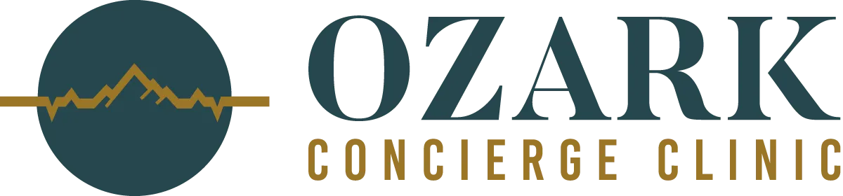 Ozark Concierge Clinic Blue and Gold Logo